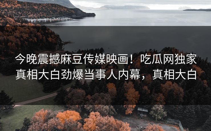 今晚震撼麻豆传媒映画！吃瓜网独家真相大白劲爆当事人内幕，真相大白