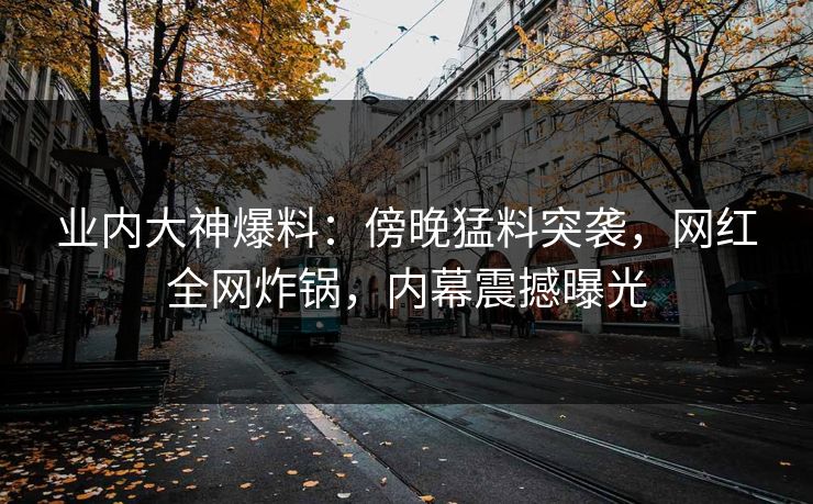 业内大神爆料：傍晚猛料突袭，网红全网炸锅，内幕震撼曝光