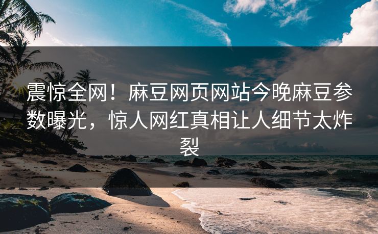 震惊全网！麻豆网页网站今晚麻豆参数曝光，惊人网红真相让人细节太炸裂