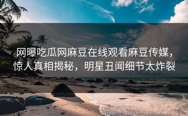 网曝吃瓜网麻豆在线观看麻豆传媒，惊人真相揭秘，明星丑闻细节太炸裂