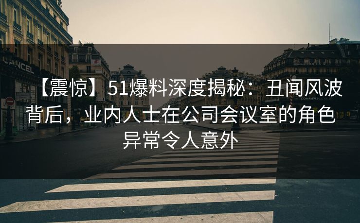 【震惊】51爆料深度揭秘：丑闻风波背后，业内人士在公司会议室的角色异常令人意外